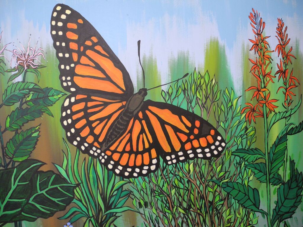 The painting of the butterfly mural starts today with Nicole Belanger - the KP classes and the PLC class will be painting today